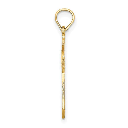 14k Yellow Gold Filigree Cross Charm Pendant for Women