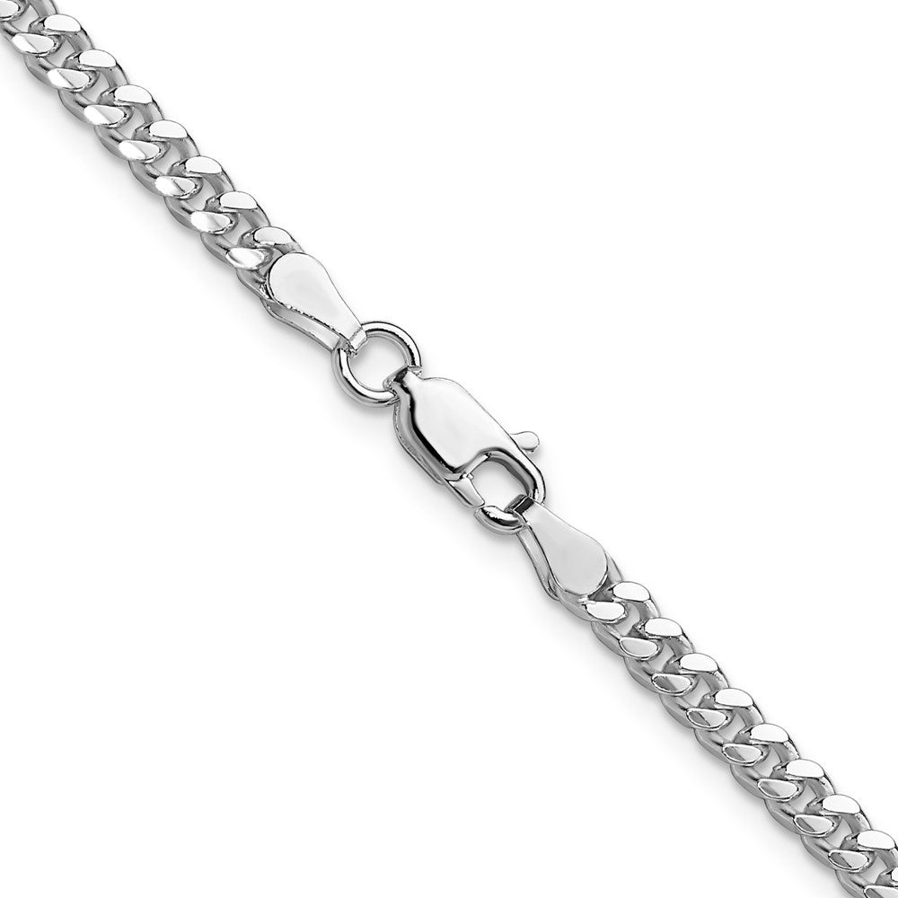 Sterling Silver Rhodium-plated 3.25mm Domed Curb Chain Necklace