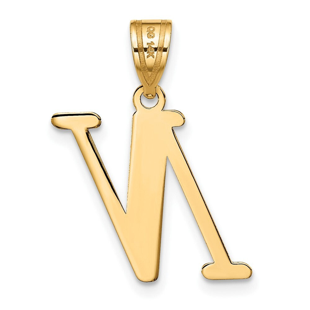14k Yellow Gold Polished Letter N Initial Pendant for Women