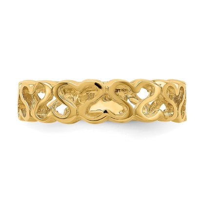 14K Yellow Gold Polished Heart Band Size 7