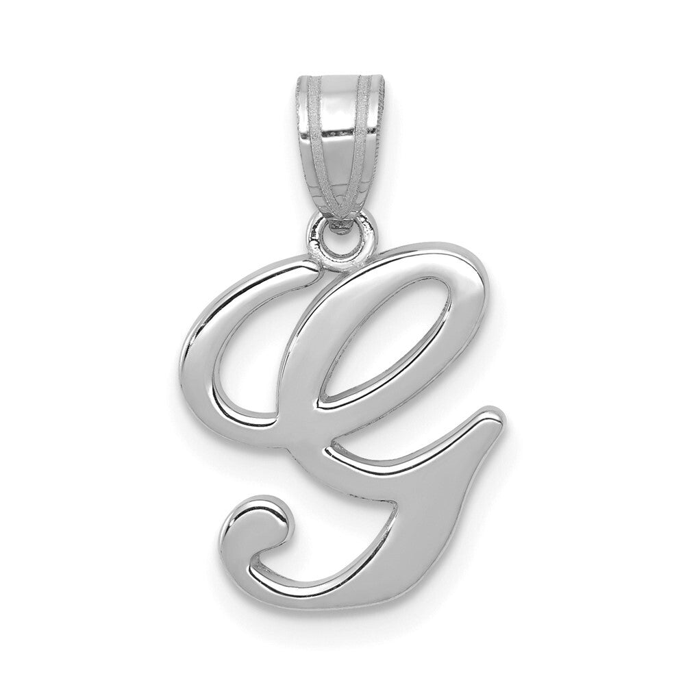14k White Gold Script Letter G Initial Pendant for Women