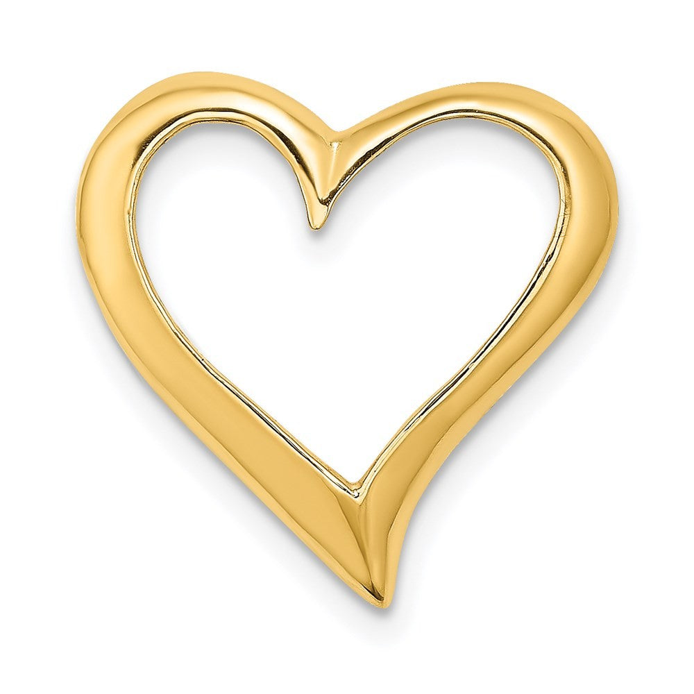 14k Yellow Gold Large Floating Heart Chain Slide