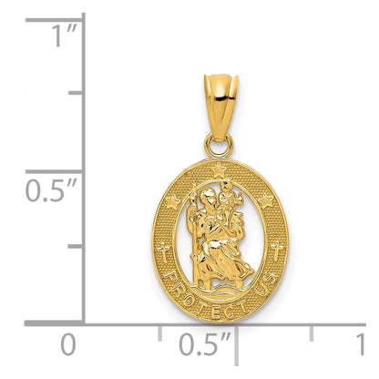14k Yellow Gold Gold Polished St Christopher Pendant for Women