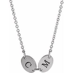 14k White Gold 2-Disc Engravable Family Disc 18" Necklace Gift for Women