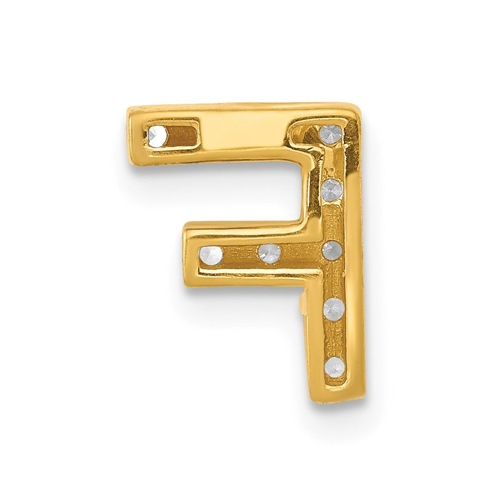 14k Yellow Gold  Diamond Letter F Initial Charm