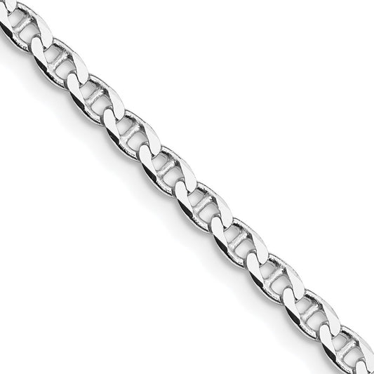 Sterling Silver 3.15mm Diamond-Cut Flat Anchor Curb Chain Necklace