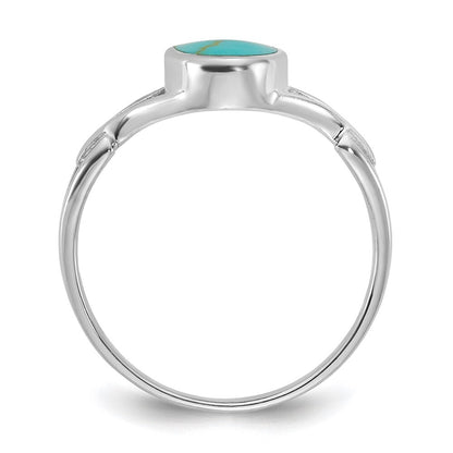 Sterling Silver Rhodium-plated Polished Reconstituted Turquoise Ring Size 7