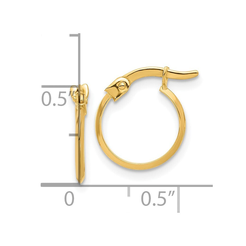 14k Yellow Gold Polished Knife Edge Hoop Earrings Gift for Women