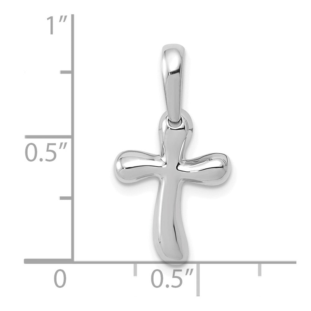 14k White Gold Small Freeform Cross Pendant for Women