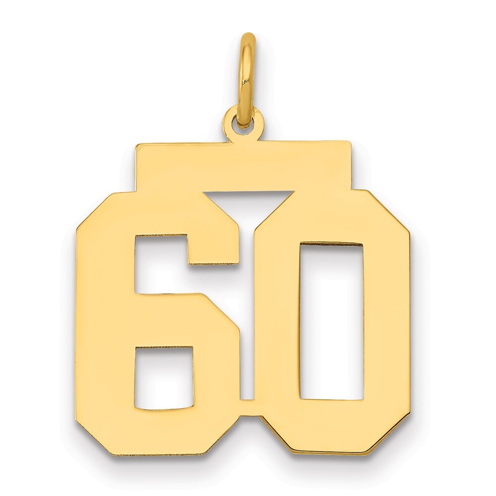 14k Yellow Gold Medium Polished Number 60 Charm Pendant for Women