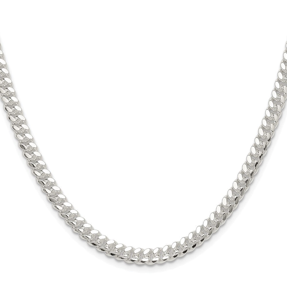 Sterling Silver Rhodium-plated Polished 5.7mm Domed Curb Chain Necklace