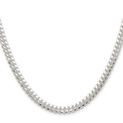 Sterling Silver Rhodium-plated Polished 5.7mm Domed Curb Chain Necklace