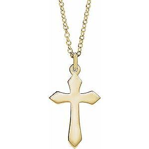 14k Yellow Gold Cross Pendant Necklace 18"