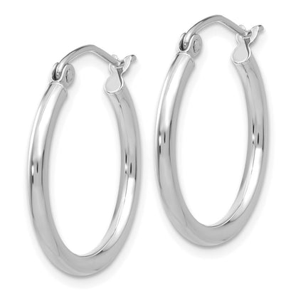 14k White Gold Polished 2x20mm Tube Hoop Earrings Gift for Women