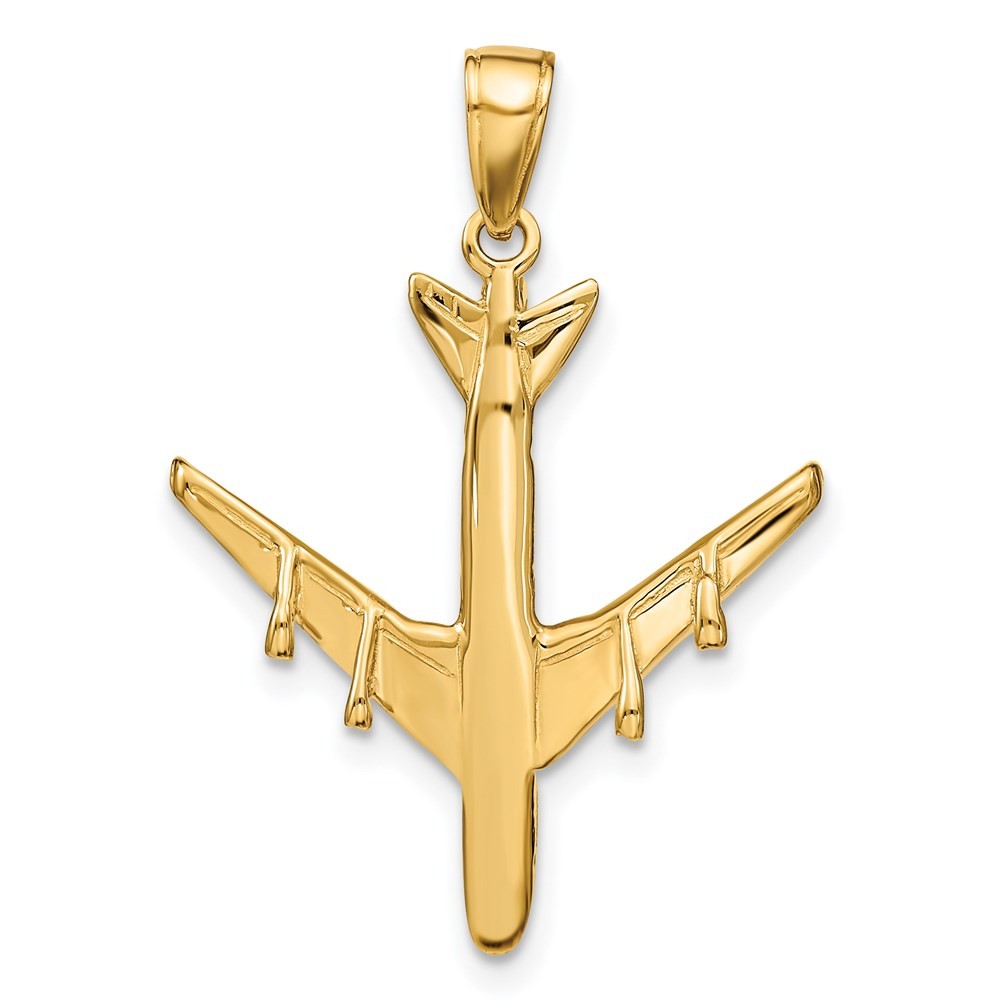 14k Yellow Gold 3-D Jet Pendant