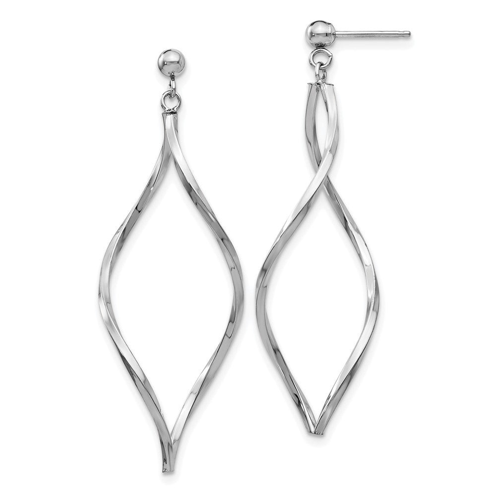 14k White Gold Twisted Dangle Earrings