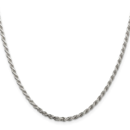 Sterling Silver 2.75mm Diamond-cut Rope Chain Necklace