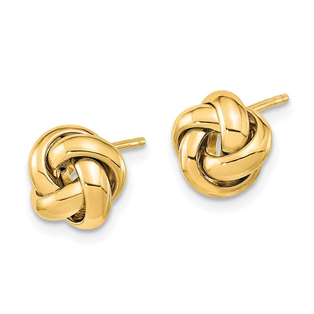 14k Yellow Gold Polished Love Knot Stud Earrings Gift for Women