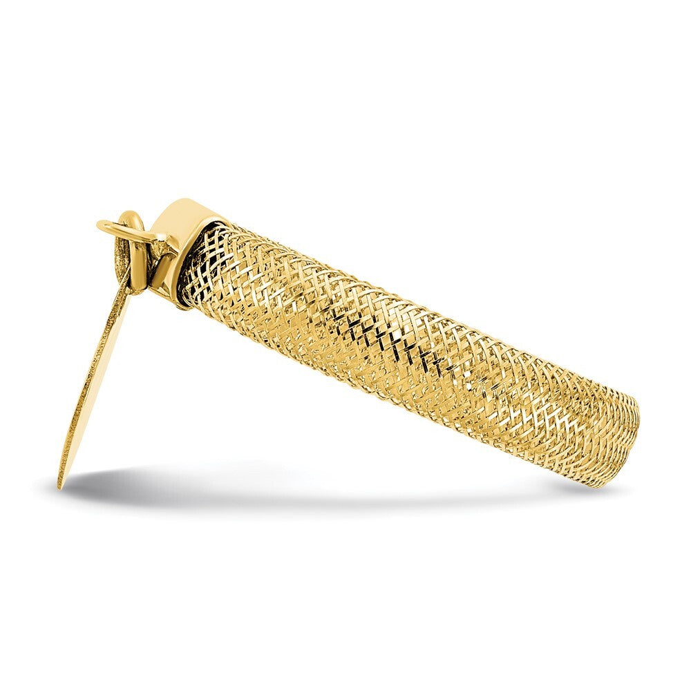 14K Yellow Gold Gold Woven Mesh Stretch Polished Heart Charm Ring