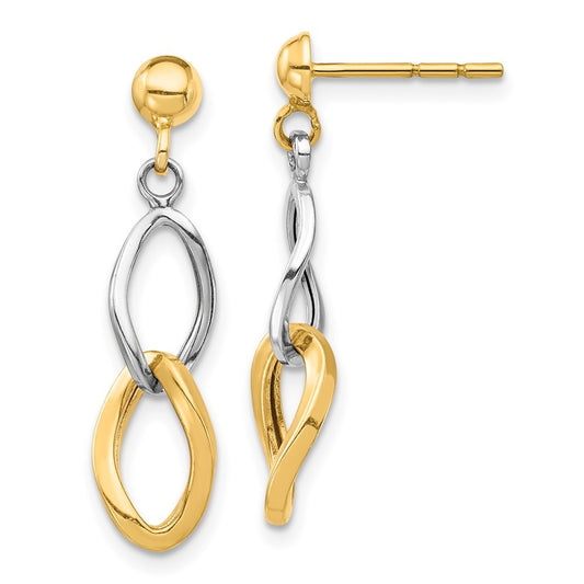 14K Two-tone Dangle Earrings