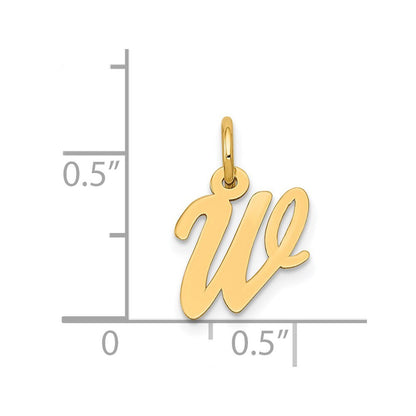 14k Yellow Gold Small Script Letter W Initial Charm Pendant for Women