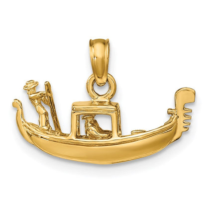 14k Yellow Gold Solid Polished 3-D Gondola Pendant