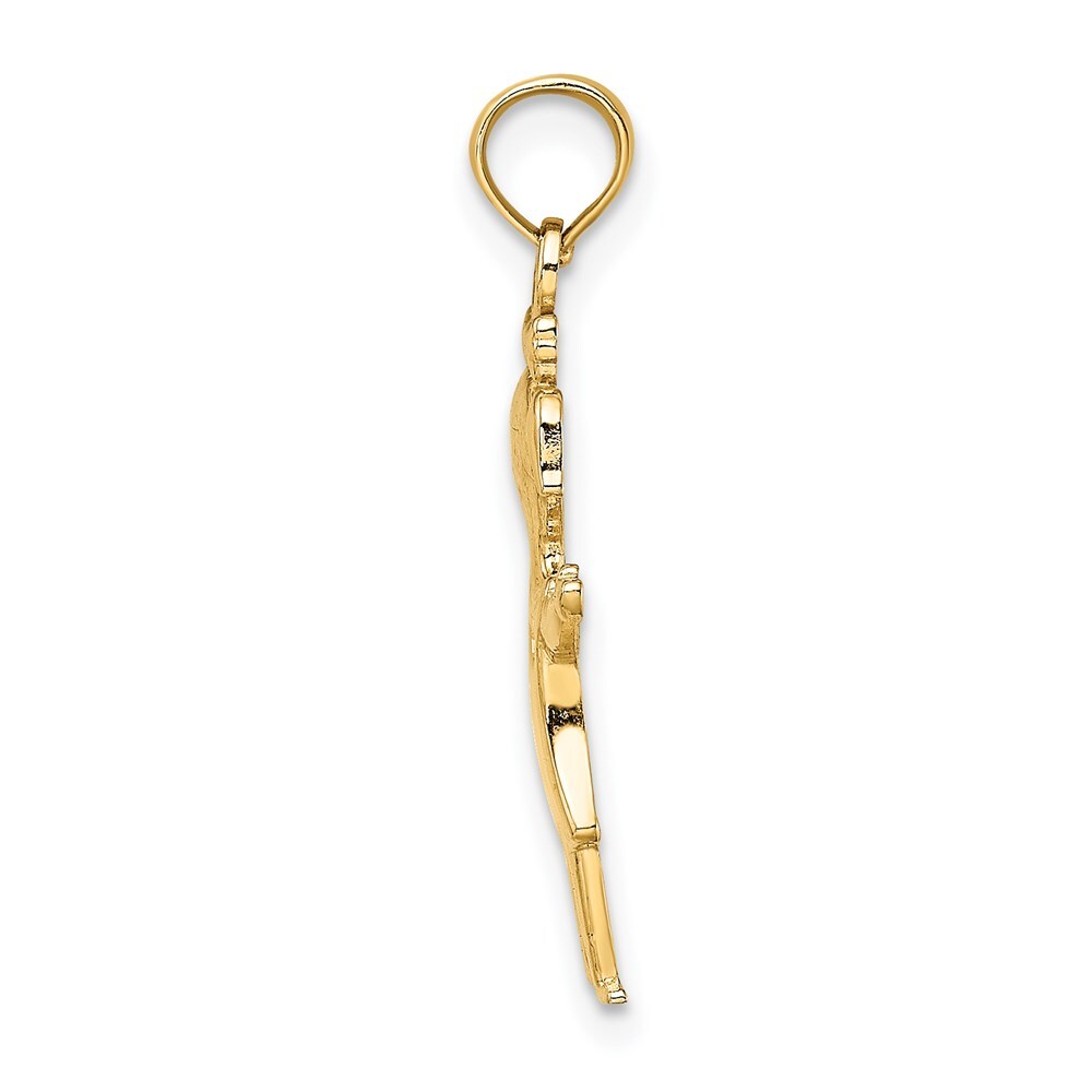 14k Yellow Gold Solid Polished Girl with Pig-Tails Charm Pendant for Women