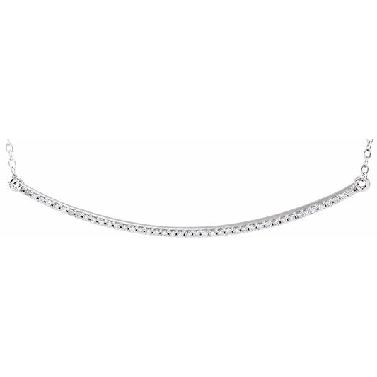 14k White Gold 1/6 CTW Natural Diamond Bar Pendant Necklace 18"