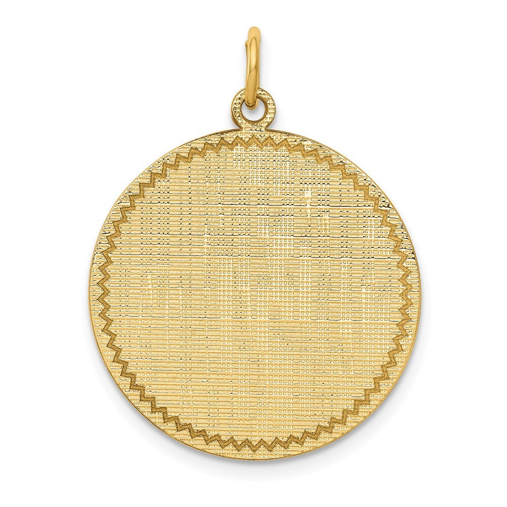 14k Yellow Gold Patterned .018 Gauge Circular Engravable Disc Charm Pendant