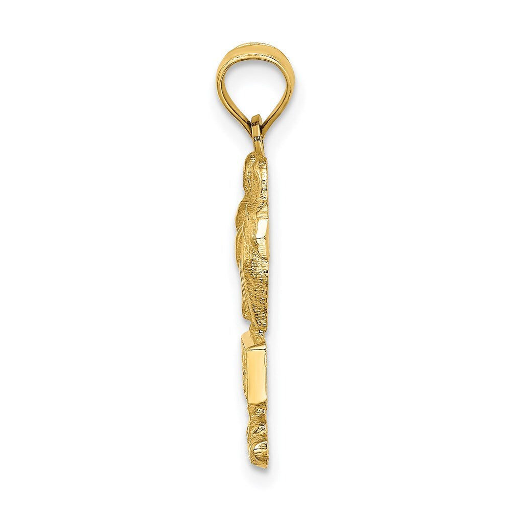 14k Yellow Gold MYRTLE BEACH Palm Tree Charm Pendant for Women