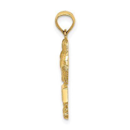 14k Yellow Gold MYRTLE BEACH Palm Tree Charm Pendant for Women