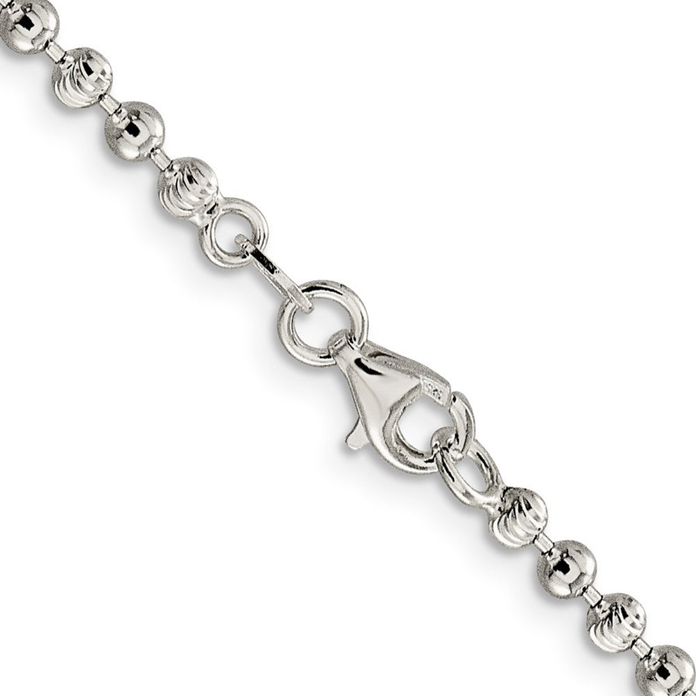 Sterling Silver 3mm Fancy Beaded Chain Necklace