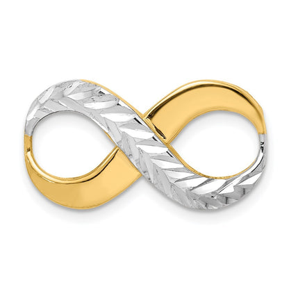 14k Yellow Gold Rhodium Diamond-Cut Infinity Fits 4mm Fancy Omega Slide Pendant