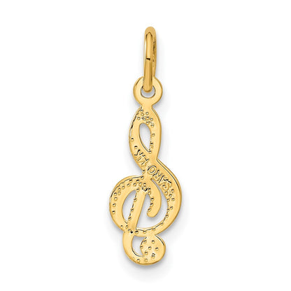 14k Yellow Gold Treble Clef Charm Pendant for Women