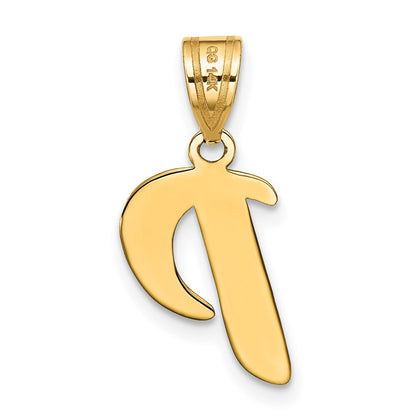 14k Yellow Gold Polished Script Letter P Initial Pendant for Women