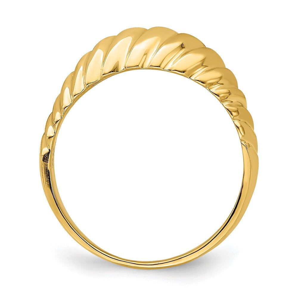 14K Yellow Gold Polished Shrimp Dome Ring Size 7