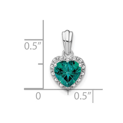 Sterling Silver Rhod-plated Created Alexandrite and Diamond Pendant