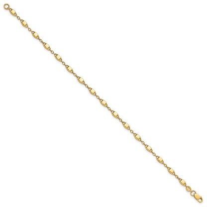 14k Yellow Gold Polished Fancy Square Link 7.5 inch Bracelet