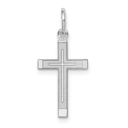14k White Gold Laser Designed Cross Charm Pendant for Women