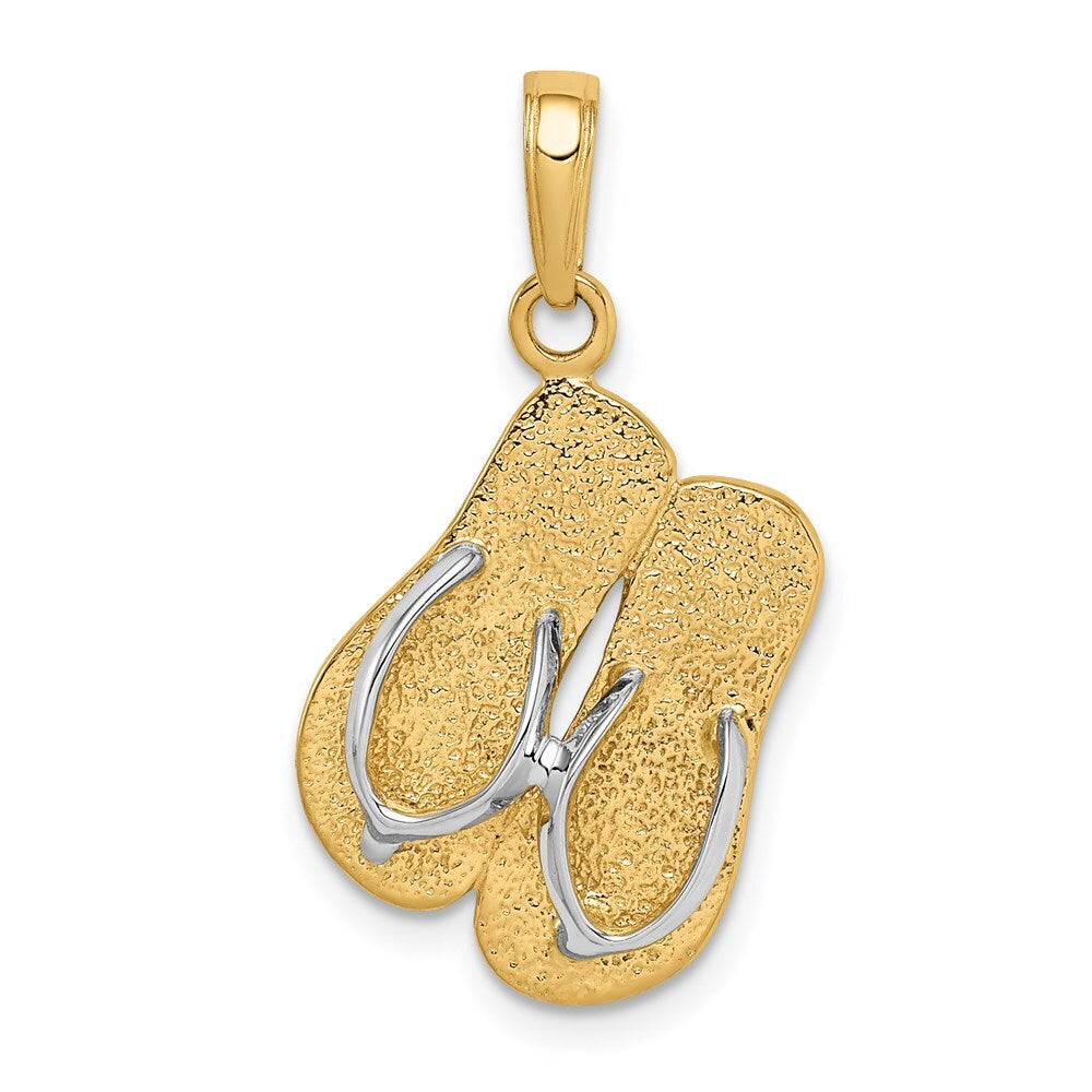 14k Yellow Gold and Rhodium Large Double Flip-Flop Pendant for Women