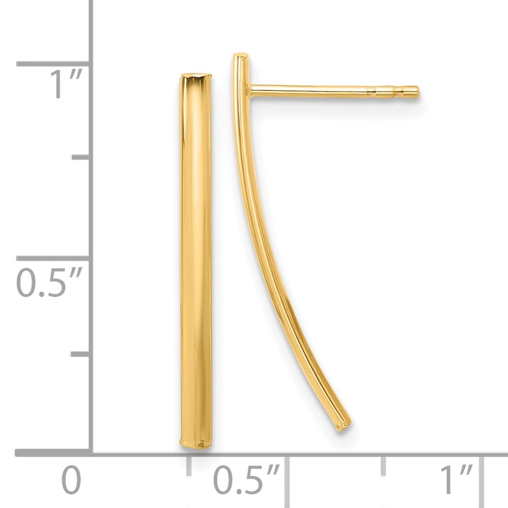 14k Yellow Gold Polished Bar Post Earrings