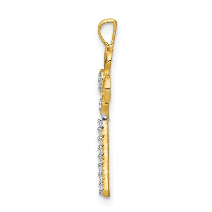 14k Yellow Gold 1/15 carat Diamond Club Key Pendant