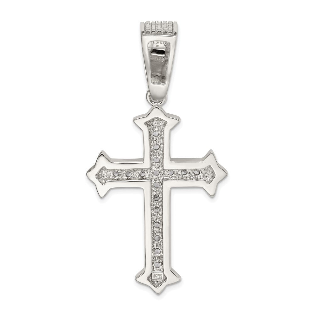 Sterling Silver Rhodium-plated Cubic Zirconia Cross Pendant