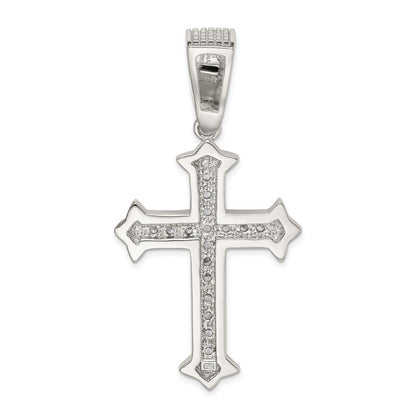 Sterling Silver Rhodium-plated Cubic Zirconia Cross Pendant