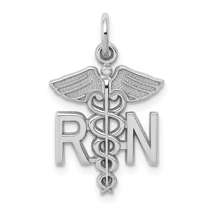 14k White Gold RN Registered Nurse Charm Pendant for Women