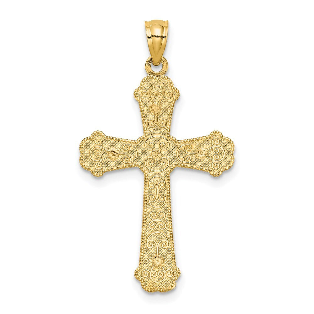 14k Two-tone Gold Hearts Cross Pendant for Women