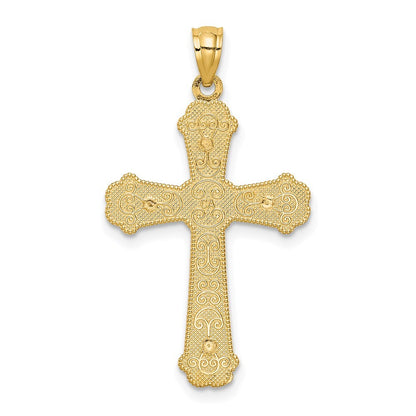14k Two-tone Gold Hearts Cross Pendant for Women