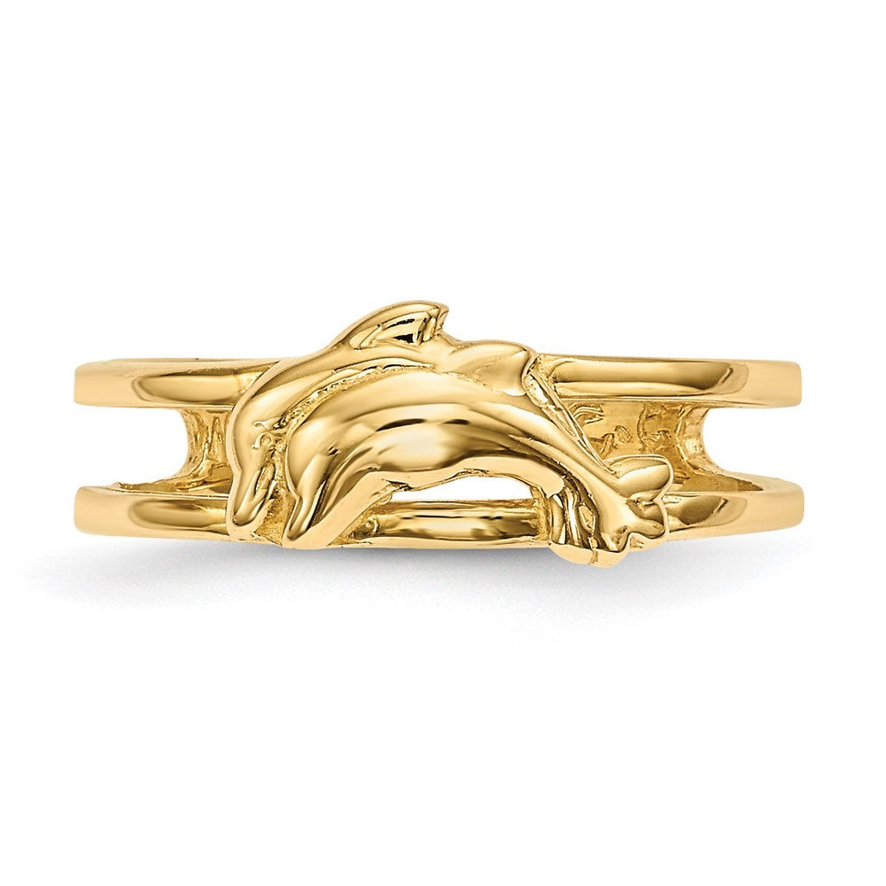 14k Yellow Gold Dolphins Toe Ring