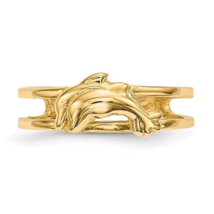 14k Yellow Gold Dolphins Toe Ring