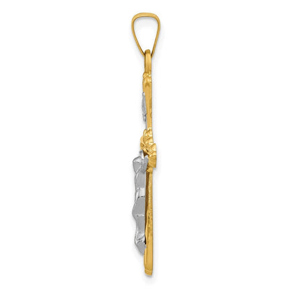 14k Two-tone Gold Polished Inri Crucifix Pendant for Women